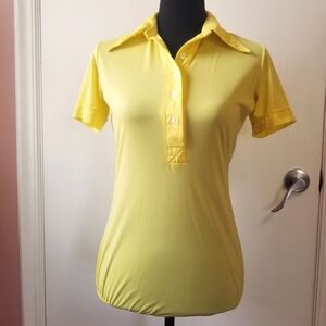 Vintage 70s Stuffed Shirt Yellow  Bodysuit Shirt Size 9 Medium